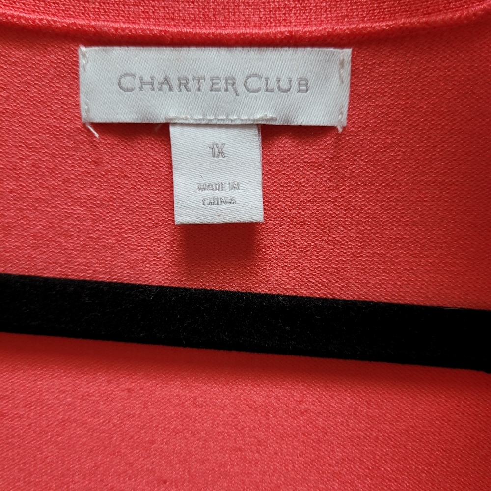 NWT Charter Club Coral/Pink Lightweight Sweater/Cardigan 1X - Picture 7 of 10
